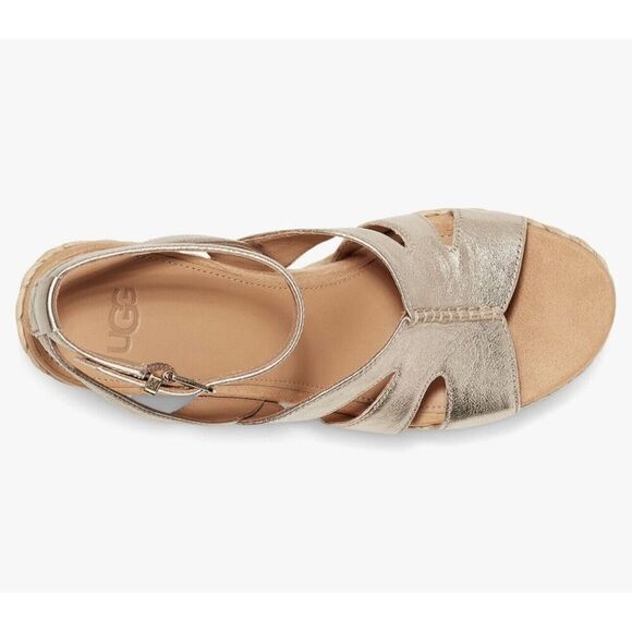 UGG Careena Metallic Gold Platform Sandals Women’s US Size 8 NWOB - Picture 2 of 6